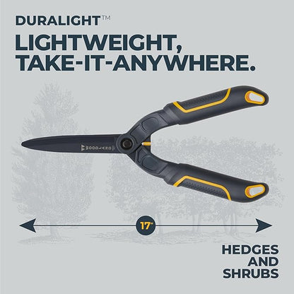 Woodland Tools Duralight Hedge Shears, 16 Inch Lightweight Manual Hedge Clippers with 7.5 Inch Non Stick Blades and Glass-Filled Nylon Handles, Garden Trimmer for Shaping and Precision Cutting