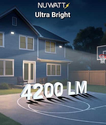 NUWATT 30W LED Flood Light, 3CCT 3000K/4000K/5000K Selectable, IP65 Waterproof Lighting, Adjustable Knuckle Mount, 4200LM, 0-10V Dimmable, 120-277V, Outdoor Security Floodlight for Yard, Bronze, UL