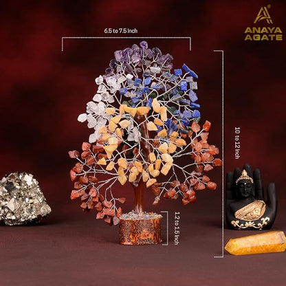 7 Chakra Healing Crystal Tree of Life Kit, Bracelet, Pendant, Necklace, Feng Shui Money Bonsai Tree, Positive Energy for Women, Mom, Sister and Housewarming Decoration