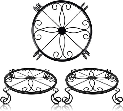 Metal Plant Stand Indoor/Outdoor, Low Corner Plant Stand, Decoration Small Plant Holders for Home, Anti-Rust Iron Heavy Duty Plant Holders, Flower Pot Rack Display Shelf, Black (3 Pack)