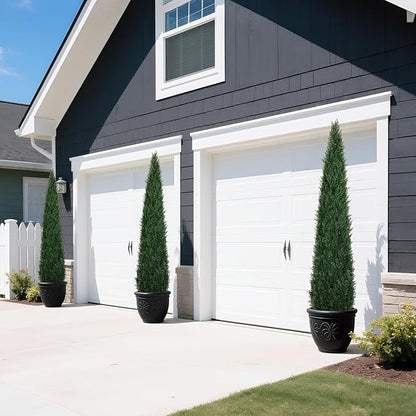 Artificial Cedar Topiary Trees, 6FT Topiary Trees Artificial Outdoor UV Resistant, Realistic Potted Fake Pine Plants Shrubs for Front Porch Home Garden Decor, Set of 2