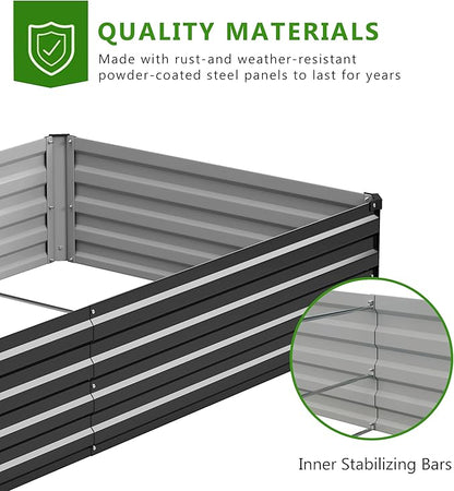 2PCS 8x4x1ft Galvanized Metal Raised Garden Bed Kit,Outdoor Planter Box Vegetables,Flowers,Herbs Durable Rust-Resistant Patio Gardening Beds,Black