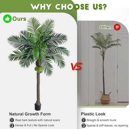 Big Faux Tropical Phoenix Trees Large Artificial Palm Tree Indoor Outdoor Realistic Floor Plants Tall Fake Plant for Modern Home Living Room Office Decor Porch Outside Patio arboles para decoracion