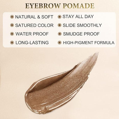 LAVONE Eyebrow Stamp Pencil Kit for Brows, Makeup Brow Stamp Trio Kit with Waterproof Pencil, Eyeliner, Pomade, and Dual-ended Brush - Taupe