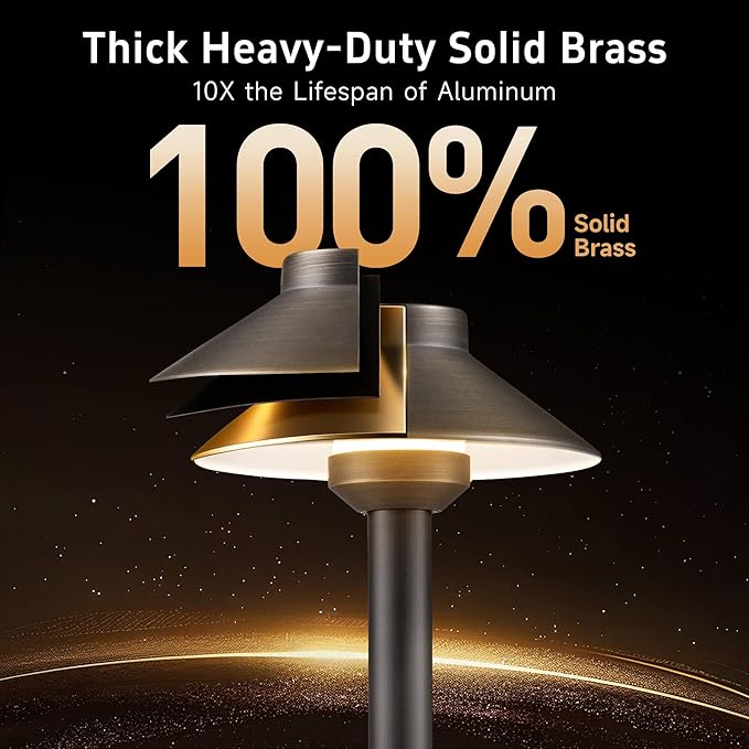 Gardenreet Outdoor Brass Pathway Lights, Warm & Neutral White Adjustable Low Voltage Landscape Path Lighting, 12v Walkway Light LED Waterproof, Bronze for Outside Garden Yard with G4 Bulb (4 Pack)