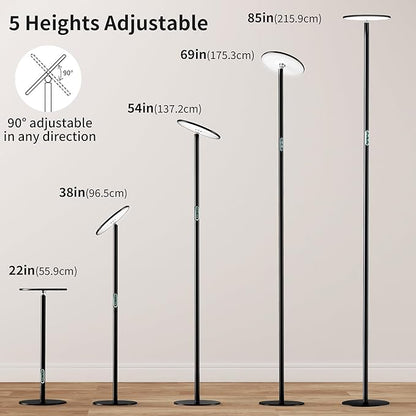 chiphy Grow Lights, 85" Full Spectrum Plant Light for Indoor Plants, 4/8/12H Timer, 60W Grow Lamp, 10 Dimmable Brightness, Height Adjustable, Remote Control, Ideal for Large Tall Plants