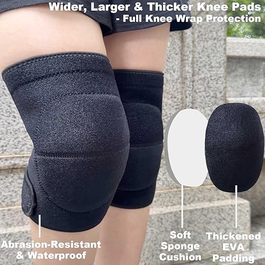 Work Knee Pads for Men Women, Soft Gardening Kneeling Pad with Thick Foam for Cleaning Weeding, Safety Knee Protector for Tactical Mechanic Yard Concrete Floor for Christmas, Black M (1 Pair)