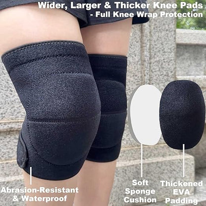 Work Knee Pads for Men Women, Soft Gardening Kneeling Pad with Thick Foam for Cleaning Weeding, Safety Knee Protector for Tactical Mechanic Yard Concrete Floor for Christmas, Black M (1 Pair)