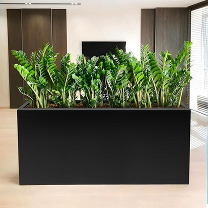 Metal Planter Box 40"x16"x24", Rectangular Steel Planter Box Frost Proof Rust Resistant Indoor&Outdoor, Heavy Duty Steel Planters for Commercial and Residential Use, Black