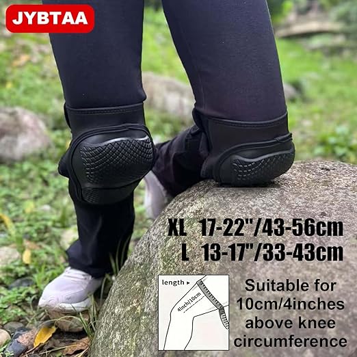 Knee Pads for Men Women Construction, Heavy Duty Garden Knee Pad for Tactical Work, Safety Kneeling Pad with Adjustable Non-Slip Straps for Flooring Cleaning, Waterproof & Durable Knee Cuhsion for Christmas, Black L (1 Pair)