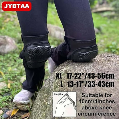 Knee Pads for Men Women Construction, Heavy Duty Garden Knee Pad for Tactical Work, Safety Kneeling Pad with Adjustable Non-Slip Straps for Flooring Cleaning, Waterproof & Durable Knee Cuhsion for Christmas, Black L (1 Pair)