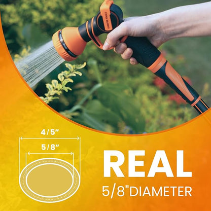 Giraffe Tools Garden Leader Hose 15ft x 5/8", Short Water Hose Heavy Duty, Flexible, Lightweight Hybrid Hose with Swivel Handle, Male to Female Fittings, Burst 600 PSI