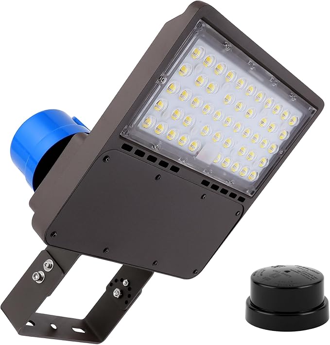 150W LED Parking Lot Light,5000K 23000LM Adjustable Outdoor floodlights with Dusk to Dawn Photocell,IP65 Waterproof AC100-305V, Outdoor Shoebox Light with Trunnion Wall Yoke Mount for Yard Garage Barn
