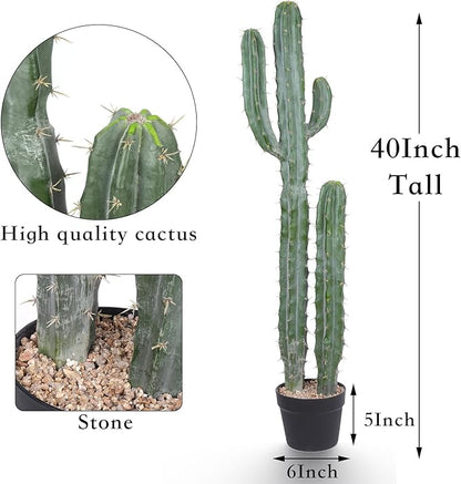 Artificial Cactus Potted Plant 40 Inch Faux Desert Cacti Fake Big Cactus Plant for Home Garden Office Indoor Outdoor Decoration