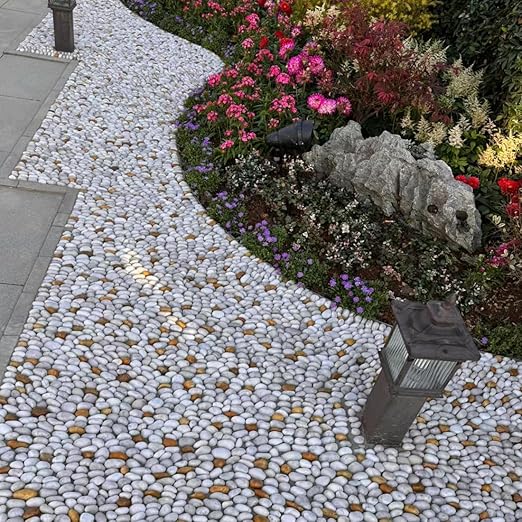 40lbs Large River Rocks for Landscaping, 3-4" White Pebbles for Garden Design, Hand-Picked Smooth Stones for Fish Tank, Flower Pots, Indoor Water Fountains, Pathways, Backyard