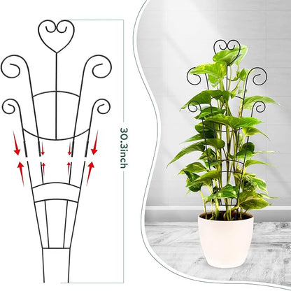 30Inch Plant Trellis for Climbing Plants Outdoor,Indoor Metal Garden Trellis for Potted Plants, Houseplant Plant Support Indoor Outdoor for Ivy Pothos Monstera Hoya Flower Vine Black Heart 2 Pack(2)