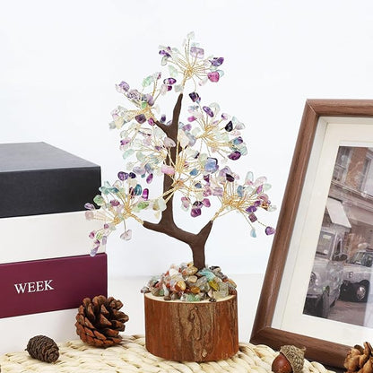 DUQGUHO Fluorite Tree Crystal Tree for Positive Energy Healing Crystal Tree of Life Fluorite Crystal Tree Decor Meditation Office Decor