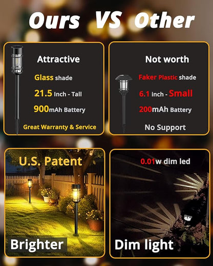 Solar Lights Outdoor Waterproof, 8 Pack Solar Pathway Lights with Metal & Glass, Auto On/Off, Long-Lasting Design for Yard, Landscape, Walkway Garden Decor