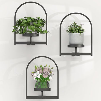 PEKGRIL 3 Pack Wall Plant Holders, Metal Window Planters Shelves, Indoor Plants Stands, Wall Decor Planter Hanging Shelf, Gifts for Plant Lovers