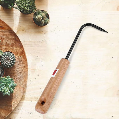 Bonsai Root Hook, Gardening Manganese Steel Root Rake with Ergonomic Wooden Handle, Bonsai Rake Tool for Potted Plants Gardening Work