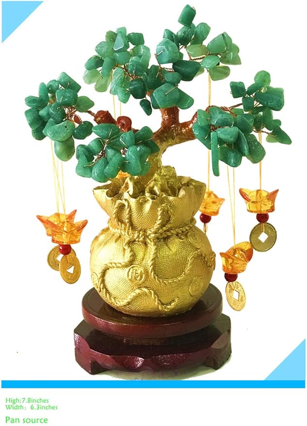 Feng Shui Citrine/Citrine Money Tree and Citrine Tree, Faucet Crystal Tree/Chinese Dragon Fortune Crystal Tree/Gift Tree (Green)