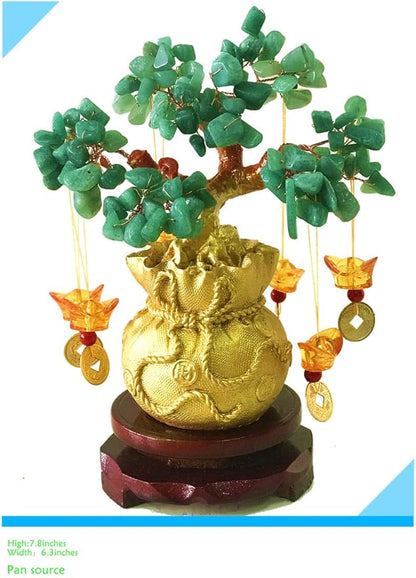 Feng Shui Citrine/Citrine Money Tree and Citrine Tree, Faucet Crystal Tree/Chinese Dragon Fortune Crystal Tree/Gift Tree (Green)