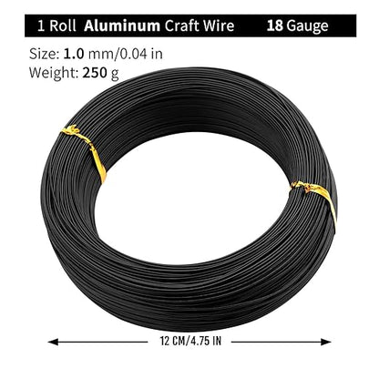 Black-1.0-Anodized Aluminum Bonsai Training Wire 250g Large Roll,Many Size to Choose,KSVZS Bendable Metal Wire for Crafts,Sculpting,Armature and Daily Use,Necessities for Family