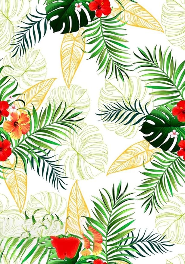 Orange Green Red Flowers and Palm Monstera Leaves Waterproof Outdoor Area Rug for Patio Deck Balcony Washable Tropical Theme Outside Rug Backyard RV Camping Floor Carpet Indoor Runner Mat 2x6