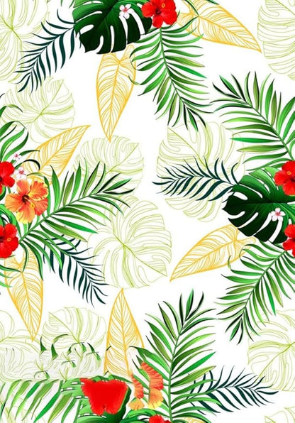 Orange Green Red Flowers and Palm Monstera Leaves Waterproof Outdoor Area Rug for Patio Deck Balcony Washable Tropical Theme Outside Rug Backyard RV Camping Floor Carpet Indoor Runner Mat 3x5