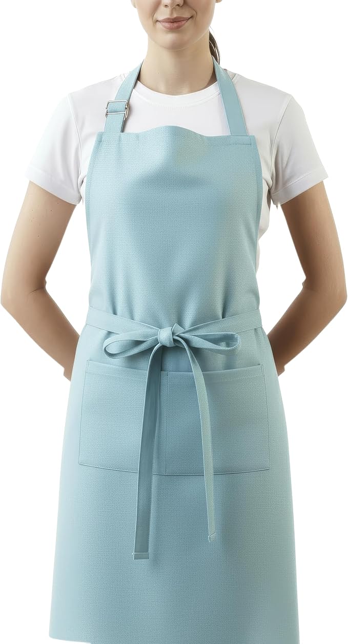 100% Cotton Kitchen Apron with 2 Pockets – Adjustable Chef Apron for Cooking Baking BBQ – Unisex Apron