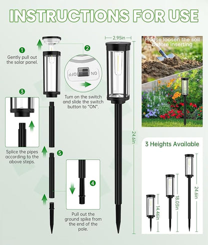 Bright Solar Pathway Lights, 4 Pack Solar Lights Outdoor Waterproof IP65, Long Lasting Outdoor Light for Yard Garden Walkway Landscape Lawn Patio