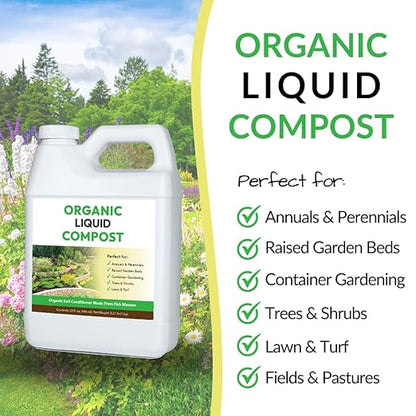 Organic Liquid Compost: Fast-Acting Alternative to Messy and Smelly Composting | Perfect for Brewing Compost Teas (32oz, Treats Up to 5,000 Sq.Feet)