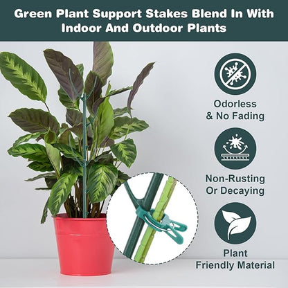 16Pcs Stackable Plant Support Stakes, Plant Stakes for Indoor and Outdoor, Plants Sticks for Vine Training Stem Stabilization, Plants Clips, Stem Holder Structures Frame for Potted Monstera Climbing