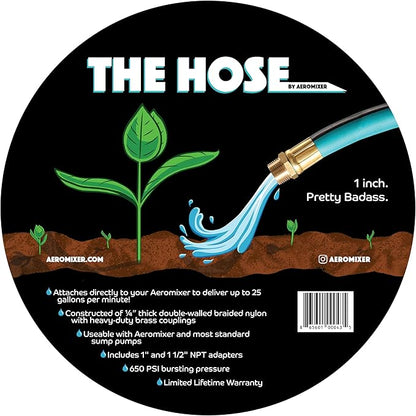 Aeromixer THE HOSE - 3/4 Inch Garden Hose 75 Ft, Kinkless Commercial Garden Hoses, Heavy Duty Industrial Water Hoses for Outdoors, 650 PSI High-Pressure Watering Tool for Farming and Gardening