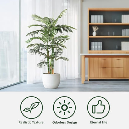 Artificial Palm Tree, Tall Tropical Palm Tree Faux Palm Plant for Indoor Outdoor Office House Living Room Home Decor