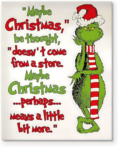 Christmas Canvas Wall Art Decor - “Maybe Christmas Means a Little Bit More” Holiday Quote Decor - 12x16 inch Whimsical Festive Wall Decoration for Room or Office - Premium Quality Canvas Print