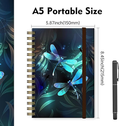 Cute Spiral Journal Notebook,Binding with Premium Paper for Girl Women,Cool Funny 120 Pages,100gsm A5 College Ruled NotebookJournal,Perfect for Gifts Nurse Teacher Women(Cute dragonfly)