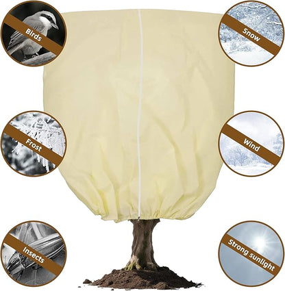 142x100inches Huge Plant Covers Freeze Protection,Frost Cloth for Outdoor Plants, 2.5 oz/yd² Thickened Winter Tree Covers with Zipper Drawstring,1 Pack Frost Blanket from Wind,Pest and Animal.