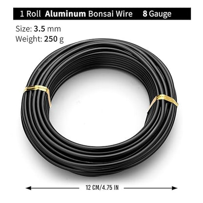 Black-3.5-Anodized Aluminum Bonsai Training Wire 250g Large Roll,Many Size to Choose,KSVZS Bendable Metal Wire for Crafts,Sculpting,Armature and Daily Use,Necessities for Family
