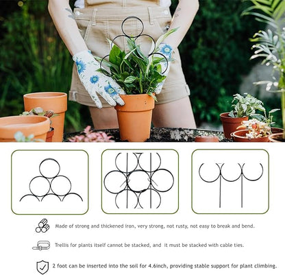 4 Pack Plant Trellis Indoor 15.7 Inch for climbing plants indoor Small Garden Trellis for Potted Plant Support Metal Wire Stackable Trellis Houseplant for Monstera Vines Lvy Pothos Accessorie(4 black)
