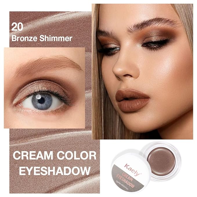 Cream Glitter Bronze Shimmer Metallic Eyeshadow Palette Makeup, Natural Single Mini Instant Holographic Eyeshadow For Older Women, Sombras Crema Para Ojos, Talc, Paraben & Cruelty Free, 20