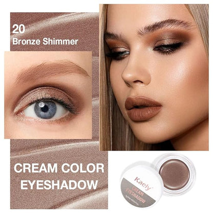 Cream Glitter Bronze Shimmer Metallic Eyeshadow Palette Makeup, Natural Single Mini Instant Holographic Eyeshadow For Older Women, Sombras Crema Para Ojos, Talc, Paraben & Cruelty Free, 20