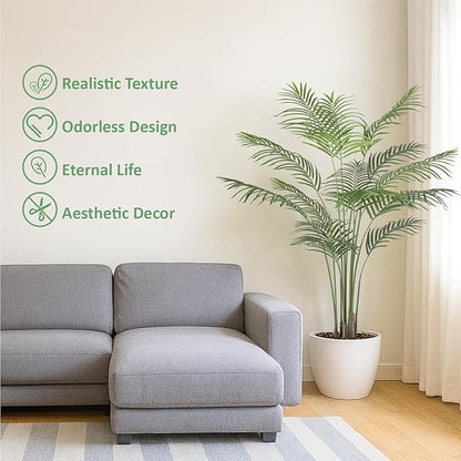 Artificial Palm Tree 5ft Tall Fake Palm Tree Indoor Decor Faux Tropical Areca Floor Plant in Pot, Artificial Silk Plant for Home Office Living Room Decor Indoor