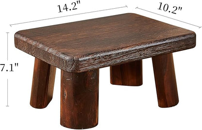 Wooden Foot Stool,Kids Stool,Small Bench,Wooden Steps,Kitchen Step Stool,Wood Plant Stand (14.2"x10.2"x7.1")