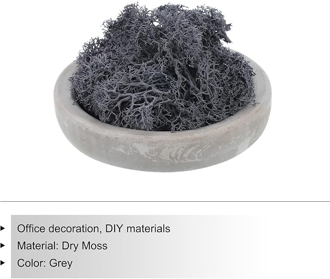 MECCANIXITY 3.5 OZ Moss Fake Craft Moss Artificial Moss Natural Preserved Moss for Craft Arts Floral DIY Project Wall Wedding Garden Patio Table Terrariums Decoration(Grey)