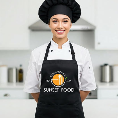 Custom Logo Apron, Personalized Name, Photo Aprons for Men&Women, Adjustable Waterproof Chef Bib with 2 Pockets, Professional Grilling Cooking Kitchen Apron, Customized BBQ, Baking Restaurant Gift