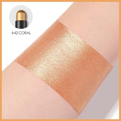 FOCALLURE Shimmer and Matte Cream Eyeshadow Stick,Smooth Brilliant Eye Brightener Pencil for Women,Long Lasting Waterproof Eye Shadow and Liners Makeup,CORAL