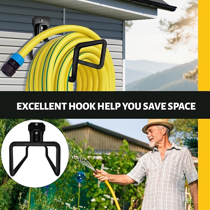 2 pcs Garden Hose Holder Wall Mount - Heavy Duty Hose Hanger for Outside Yard Garden Storage Hook Rack