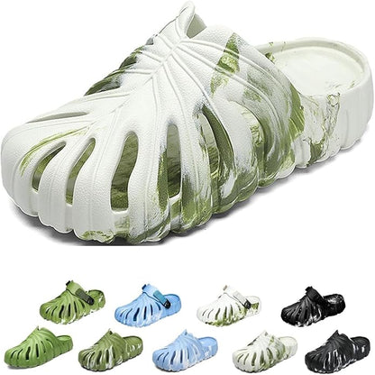 Variegated Monstera Shoes for Women and Men, Monstera Leaf Pattern Slippers Summer, Anti-Slip Soft Plant Print Slides