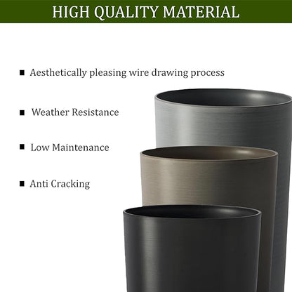 Set of 2 Tall Planters 22", Large Planters for Outdoor Indoor Plant Pots with Wire Drawing Process, Containers Large Decorative Tree Planter Front Porch Patio, Brown